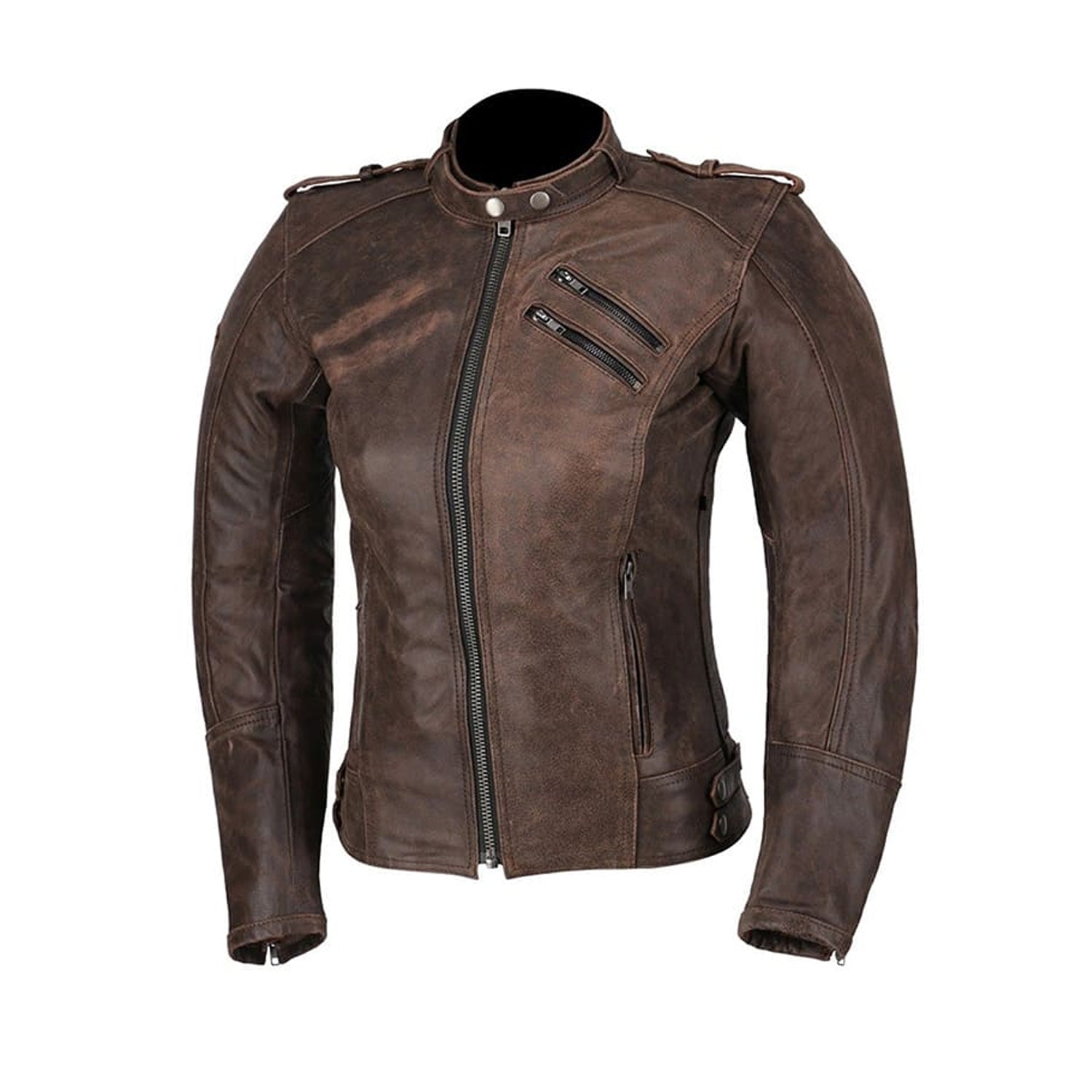 R-TECH BOLD Women's Motorcycle Leather Jackets Brown – 1 – Maximomoto PT