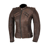 R-TECH BOLD Women's Motorcycle Leather Jackets Brown