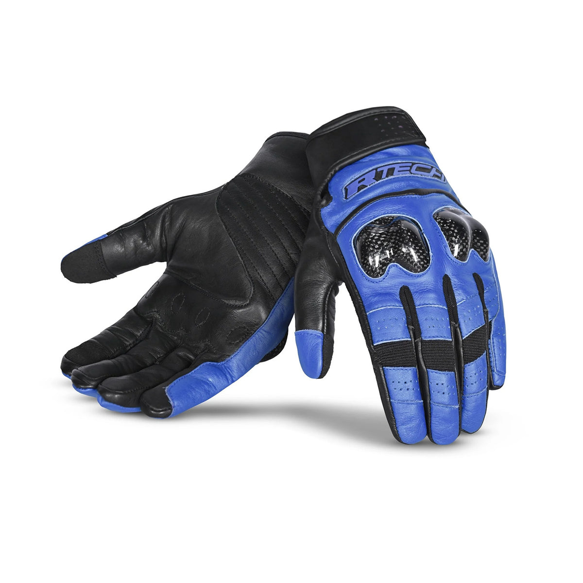 R-TECH FALCON Luvas De Moto Couro Verao Preto Azul