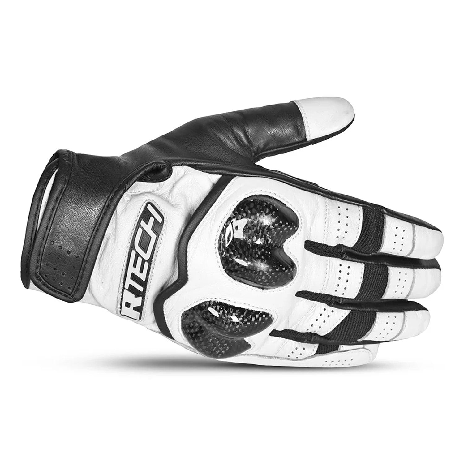 R-TECH FALCON Motorcycle Leather Summer Gloves Black White – 2 – Maximomoto PT