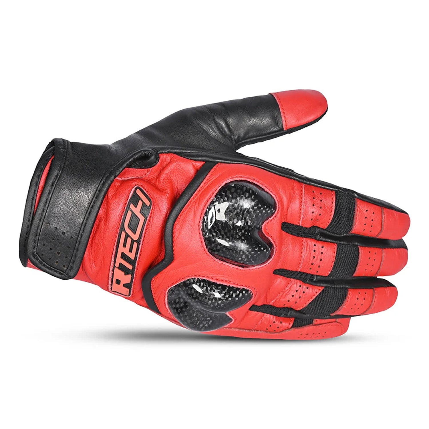 R-TECH FALCON Motorcycle Leather Summer Gloves Black Red – 2 – Maximomoto PT