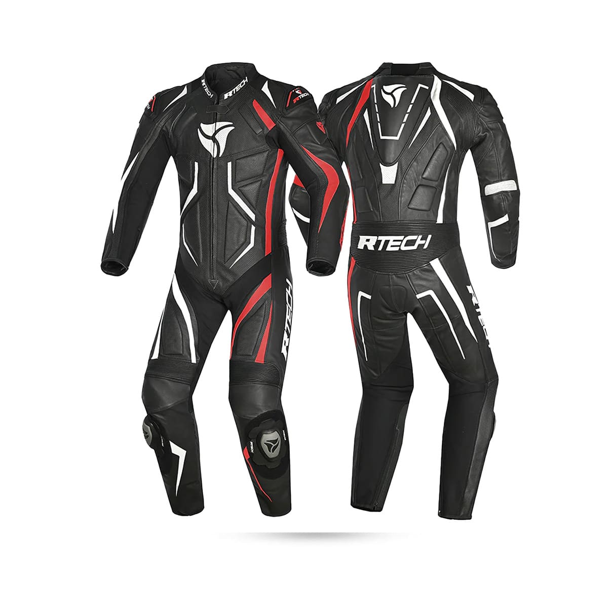 R-TECH GP DEFENDER 1 PC Moto Fatos Preto Branco Vermelho - Imagem dupla de ternos