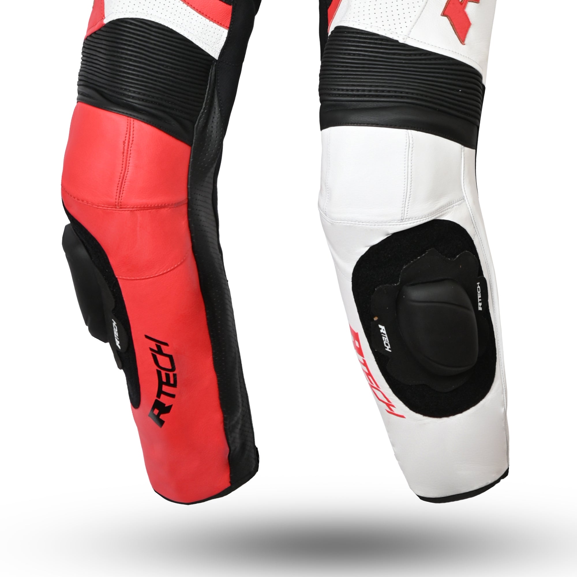 R-TECH HAWK 1 PC Moto Fatos Preto Branco Vermelho - Imagem do lado do joelho do terno