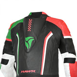 R-TECH HAWK 1 PC Moto Fatos Preto Vermelho Verde - Imagem da parte superior das costas do terno