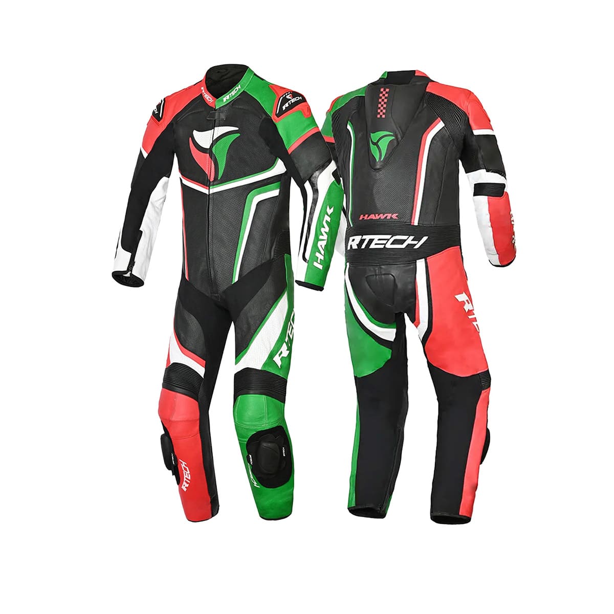 R-TECH HAWK 1 PC Moto Fatos Preto Vermelho Verde - Imagem dupla de ternos