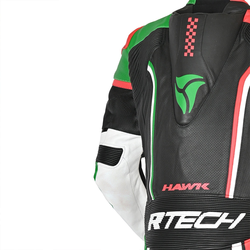 R-TECH HAWK 1 PC Moto Fatos Preto Vermelho Verde - imagem superior do lado esquerdo do terno