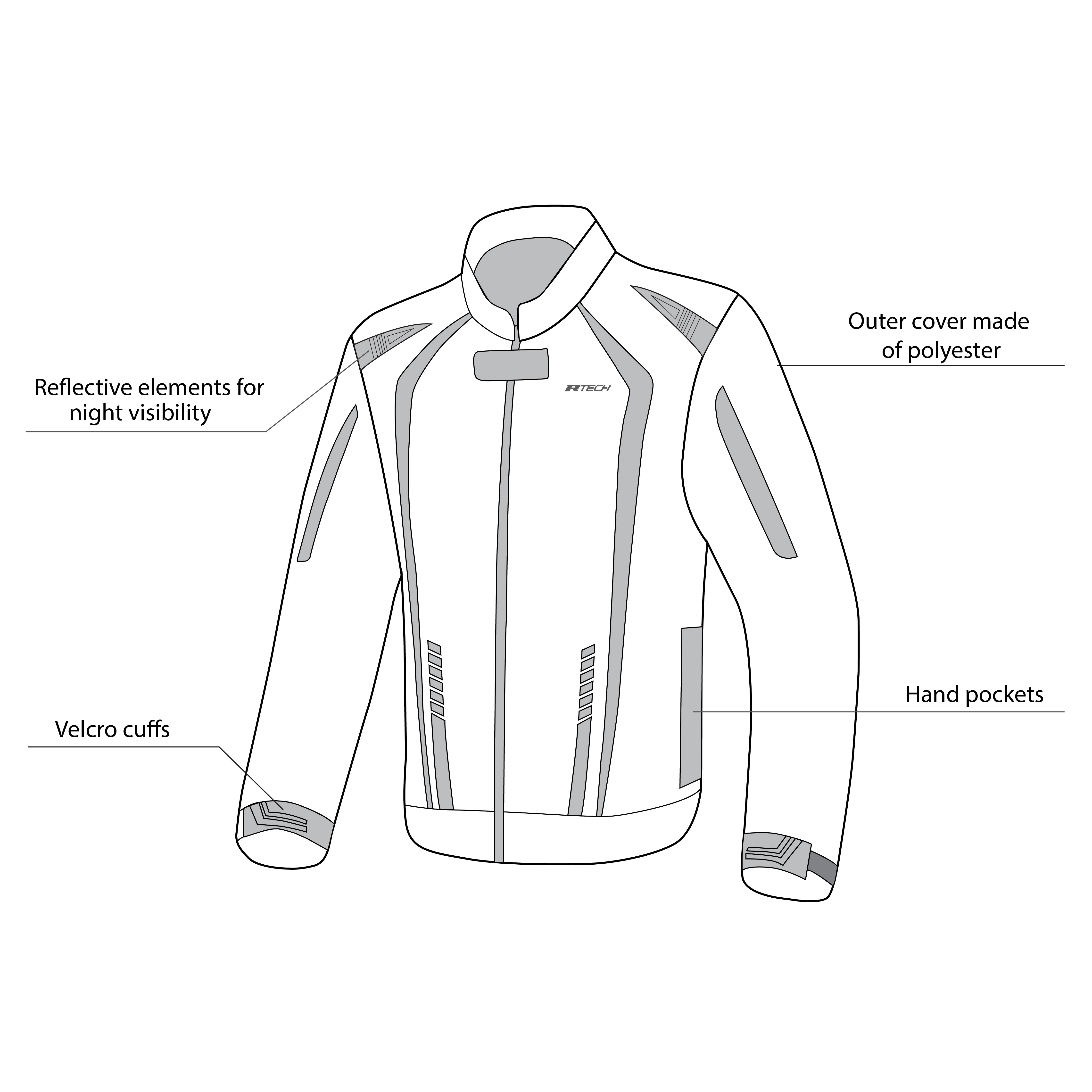 R-TECH MARSHAL Moto Casaco Preto Vermelho - Imagem vetorial 2 de Casacos