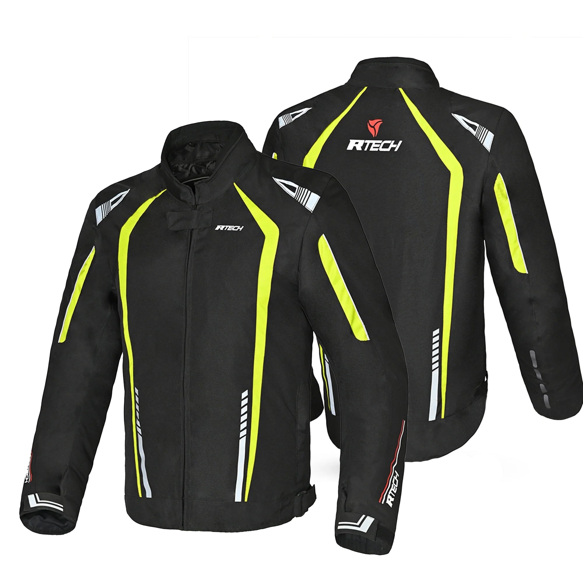 R-TECH MARSHAL Moto Casacos Preto Fluorescente Amarelo - Imagem dupla de Casacos