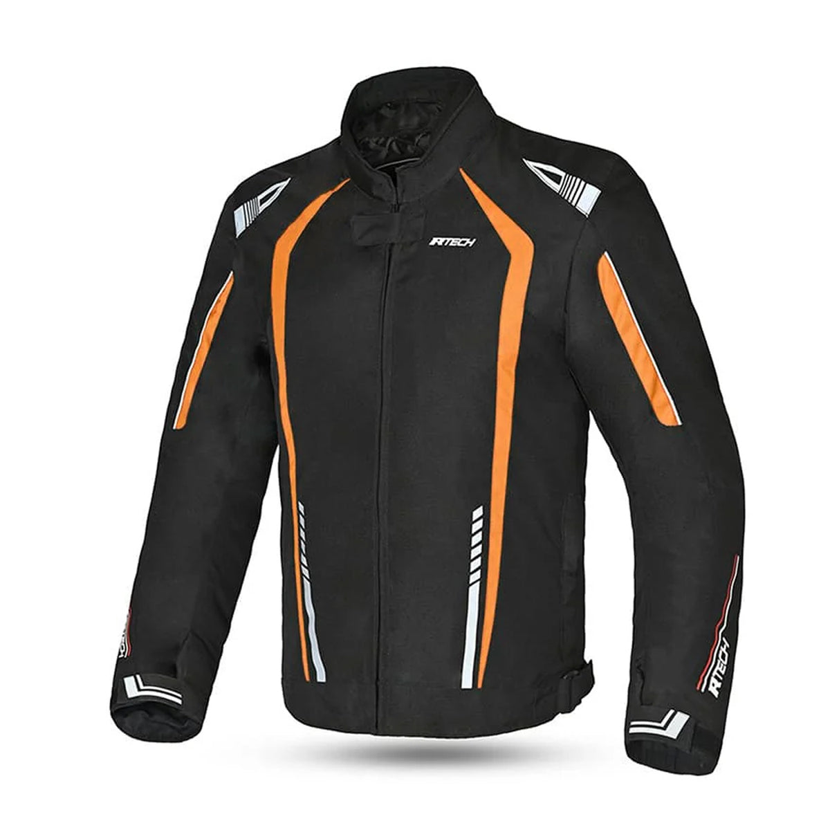 R-TECH MARSHAL Motorcycle Textile Jackets for Men, Black and Orange