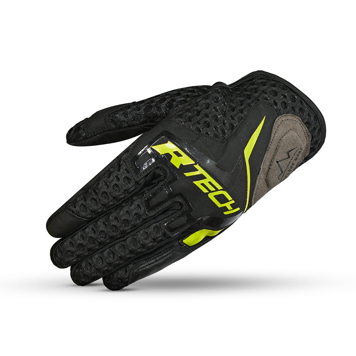 R-TECH RIDE PRO Moto Luvas Preto Amarelo - Imagem frontal das luvas