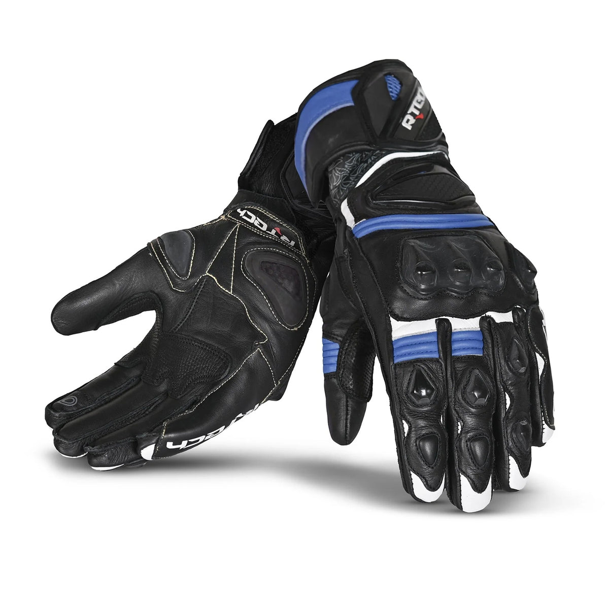 R-TECH ROBO Moto Homem Couro Luvas Preto Azul