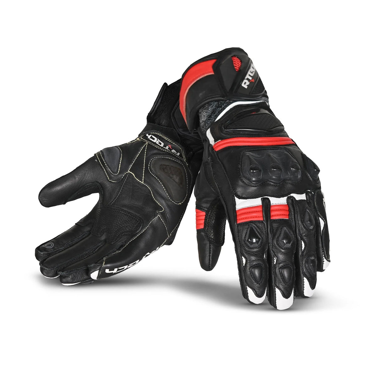 R-TECH ROBO Motorcycle Leather Men's Gloves Black Red