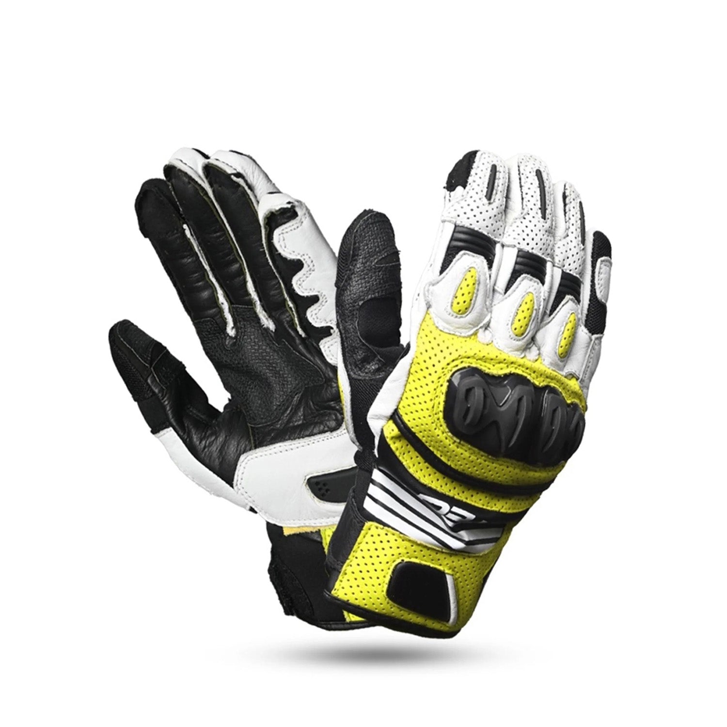 R-TECH ROCCO Black Fluorescent Yellow Motorcycle Leather Gloves – 1 – Maximomoto PT