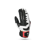 R-TECH ROCCO Leather Motorcycle Gloves, Black, Fluorescent Red