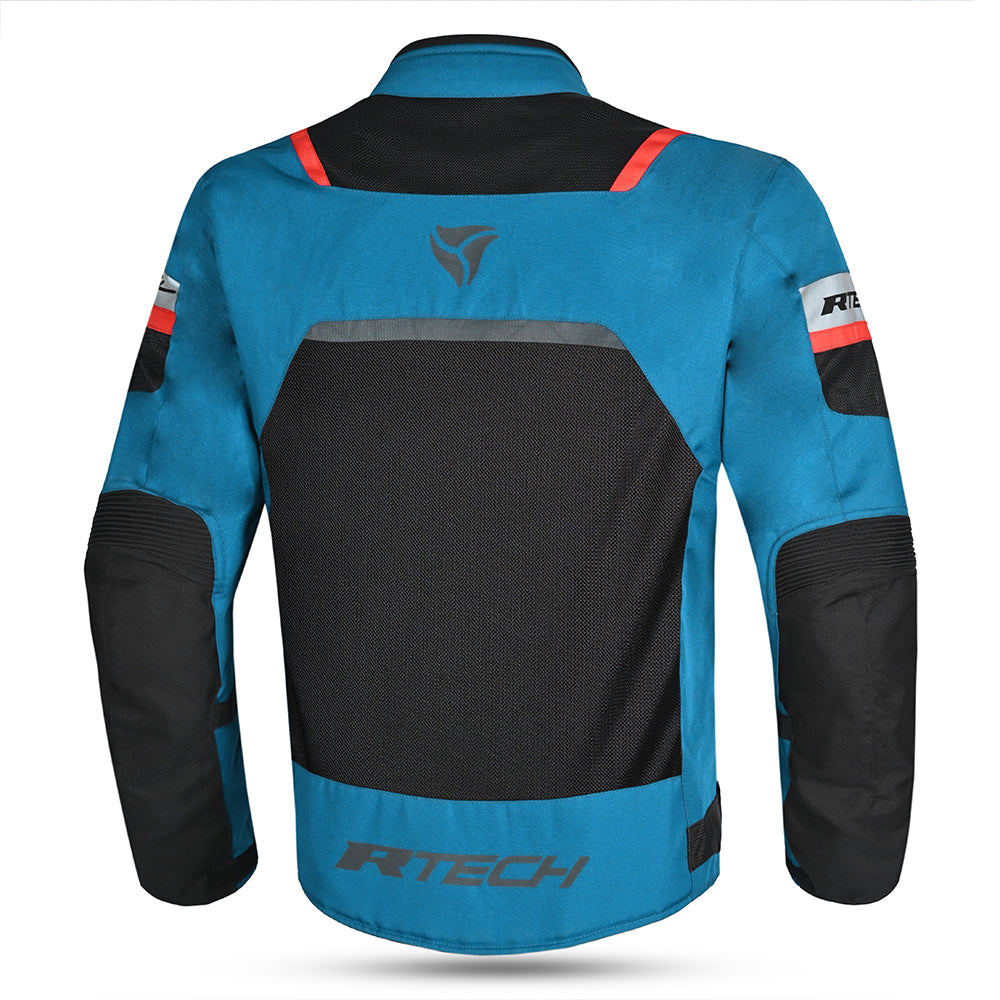 R-TECH SPIRAL MESH Moto Casacos Azul Claro Preto Vermelho- Imagem traseira da ja Casacos