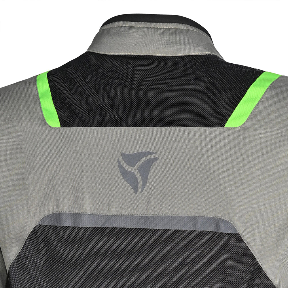 R-TECH SPIRAL MESH Moto Casacos Gelo Cinza Amarela Fluorescente- Imagem parte superior costas Casacos