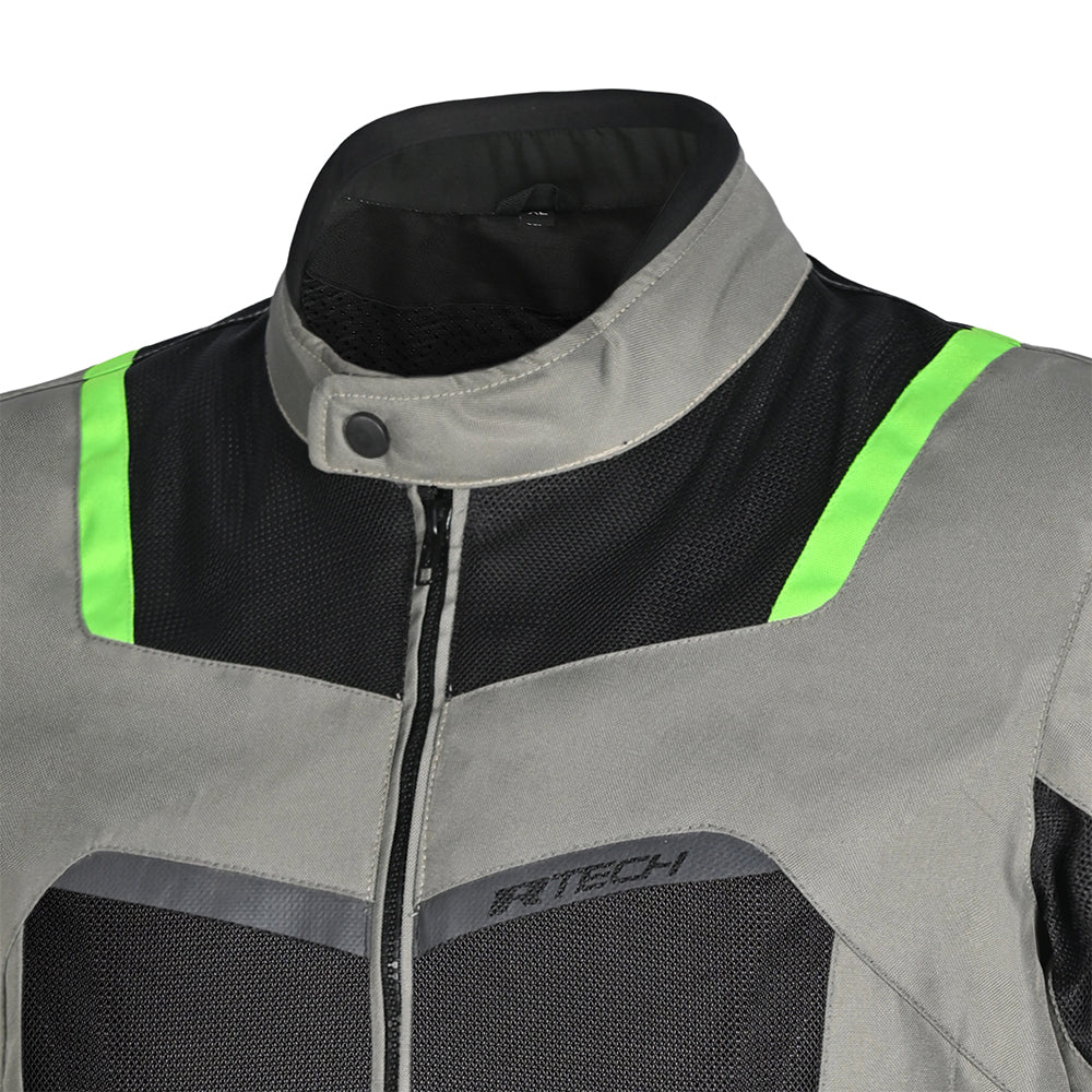 R-TECH SPIRAL MESH Moto Casacos Gelo Cinza Amarela Fluorescente - Imagem frontal superior da Casacos