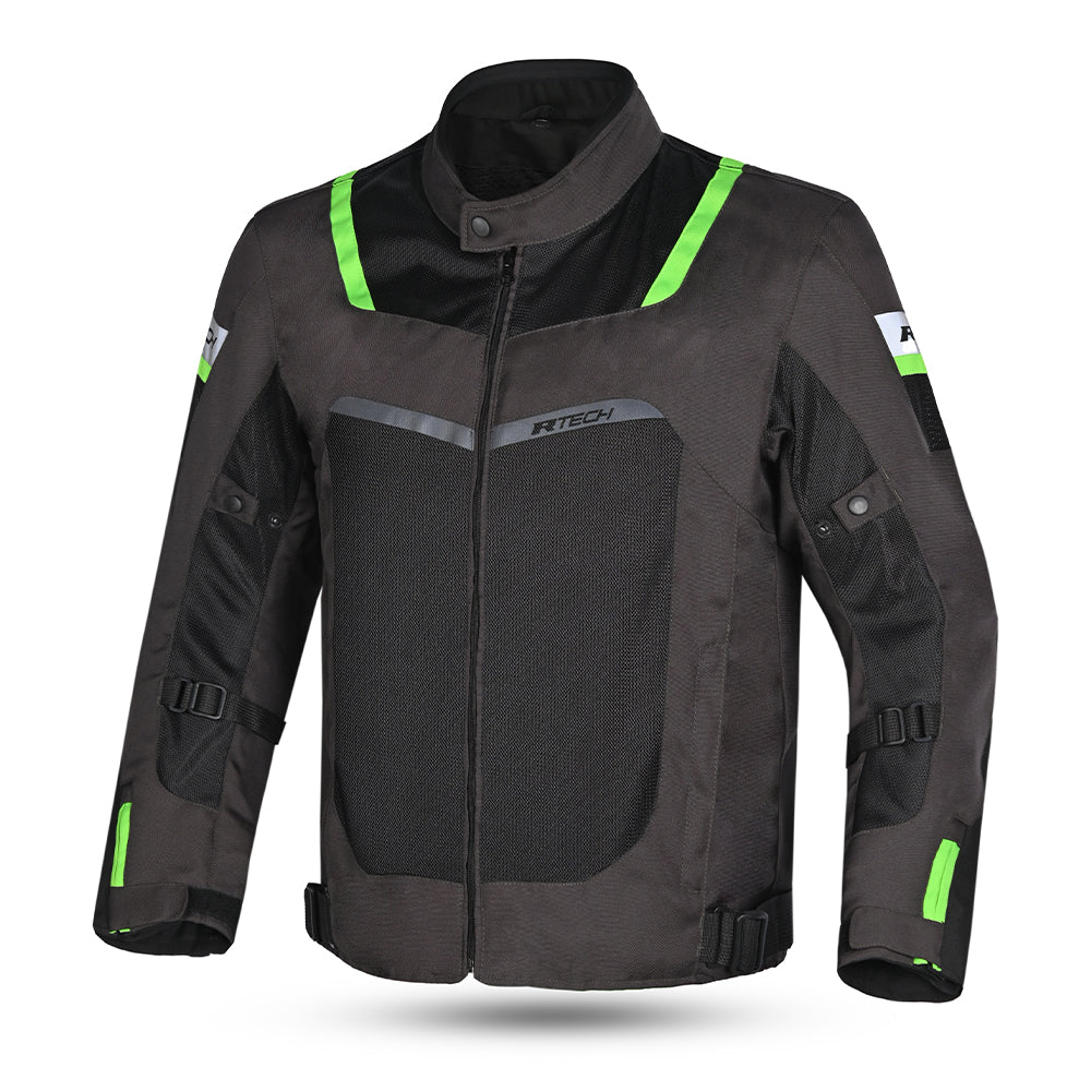 R-TECH SPIRAL MESH Moto Casacos Lama Preta Verde- Imagem frontal da Casacos 