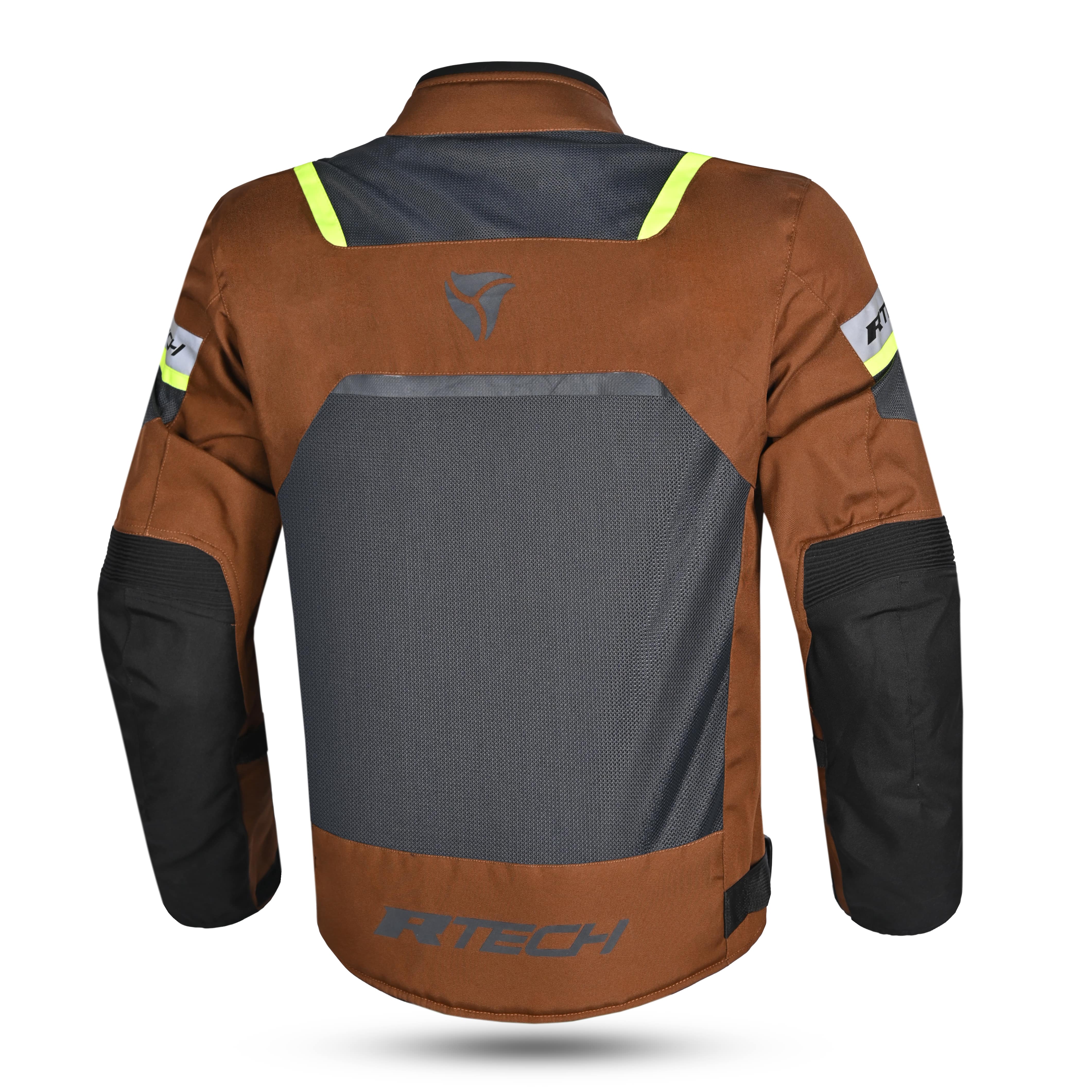 R-TECH SPIRAL MESH Moto Casacos Marrom Cinza Amarelo Fluo- Imagem traseira da ja Casacos