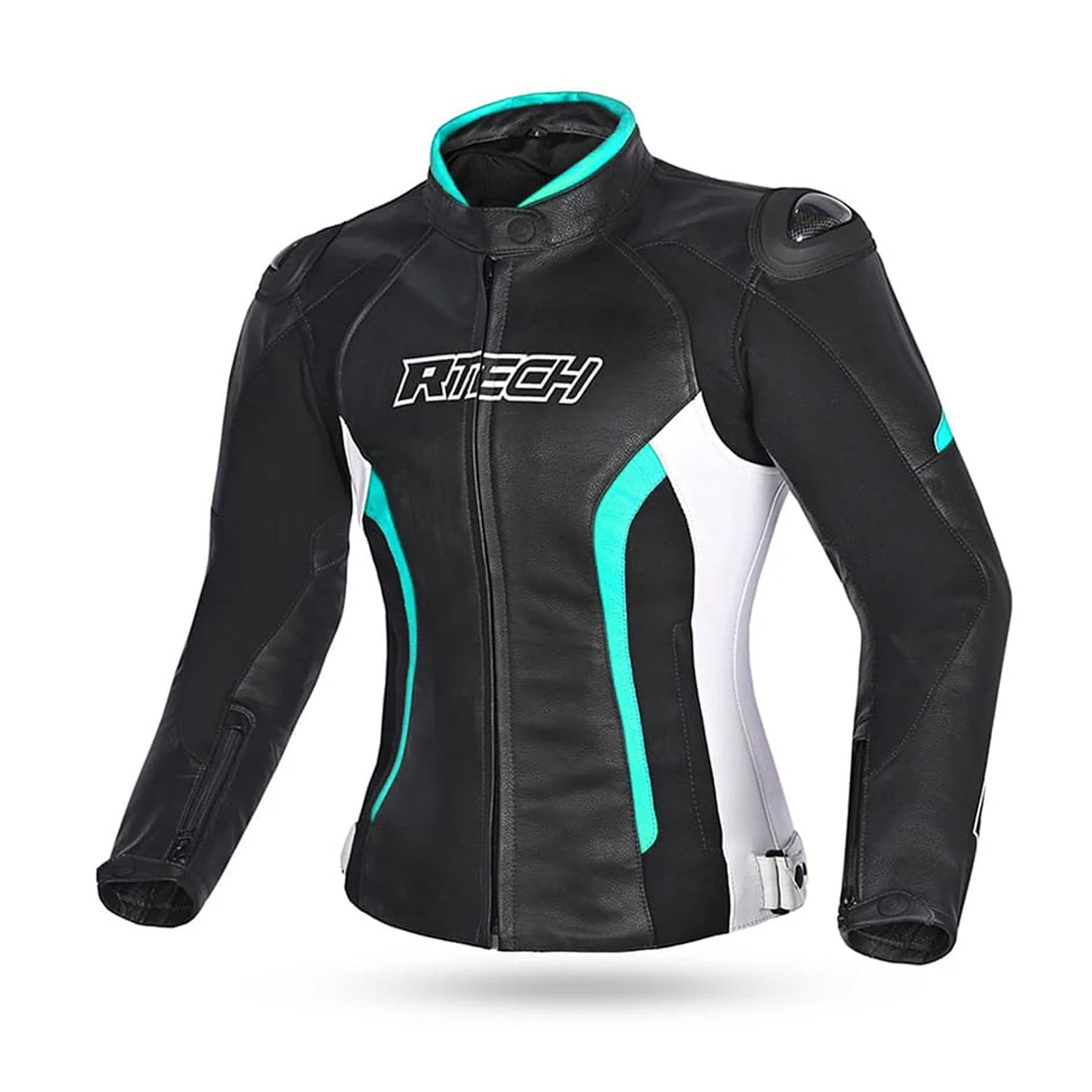 R-TECH TOM RIDER Women's Motorcycle Jackets Black White Turquoise – 1 – Maximomoto PT
