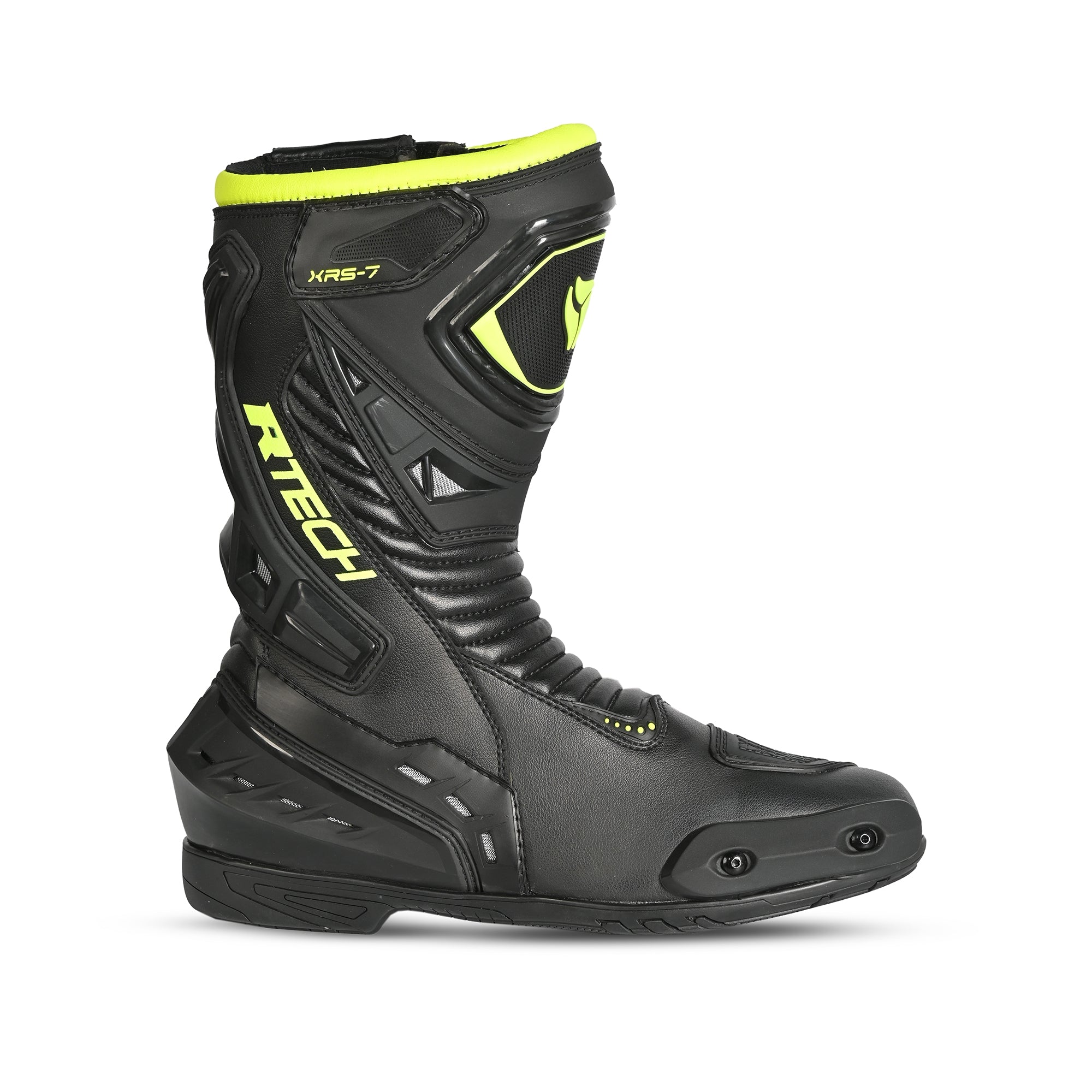 R-TECH TORNADO 2.0 Moto Couro Botas Preto Cinza Amarelo - Imagem do lado direito de Boots