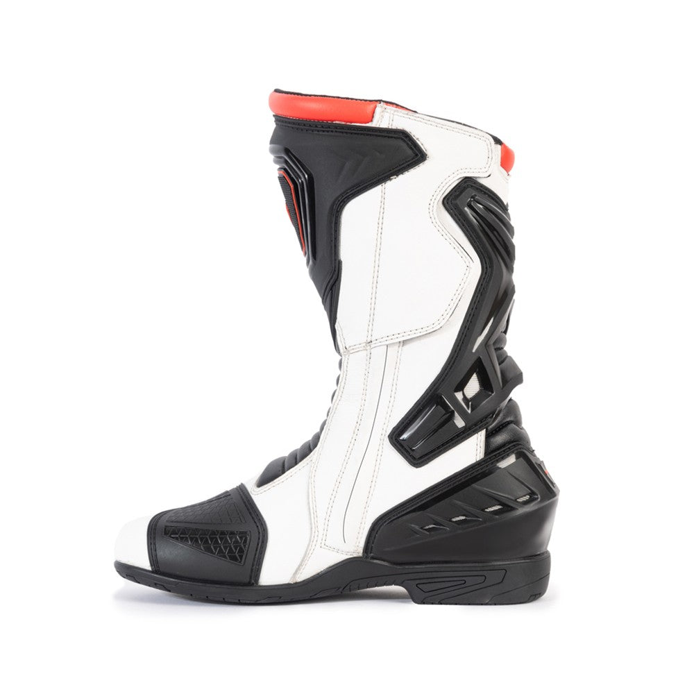 R-TECH TORNADO 2.0 WP Moto Couro Botas Preto Branco Vermelho - Imagem do lado esquerdo de Boots