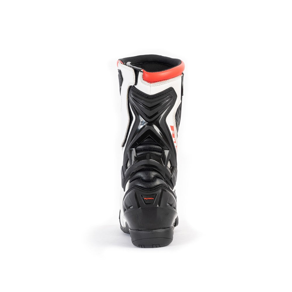 R-TECH TORNADO 2.0 WP Moto Couro Botas Preto Branco Vermelho - Imagem do verso de Boots