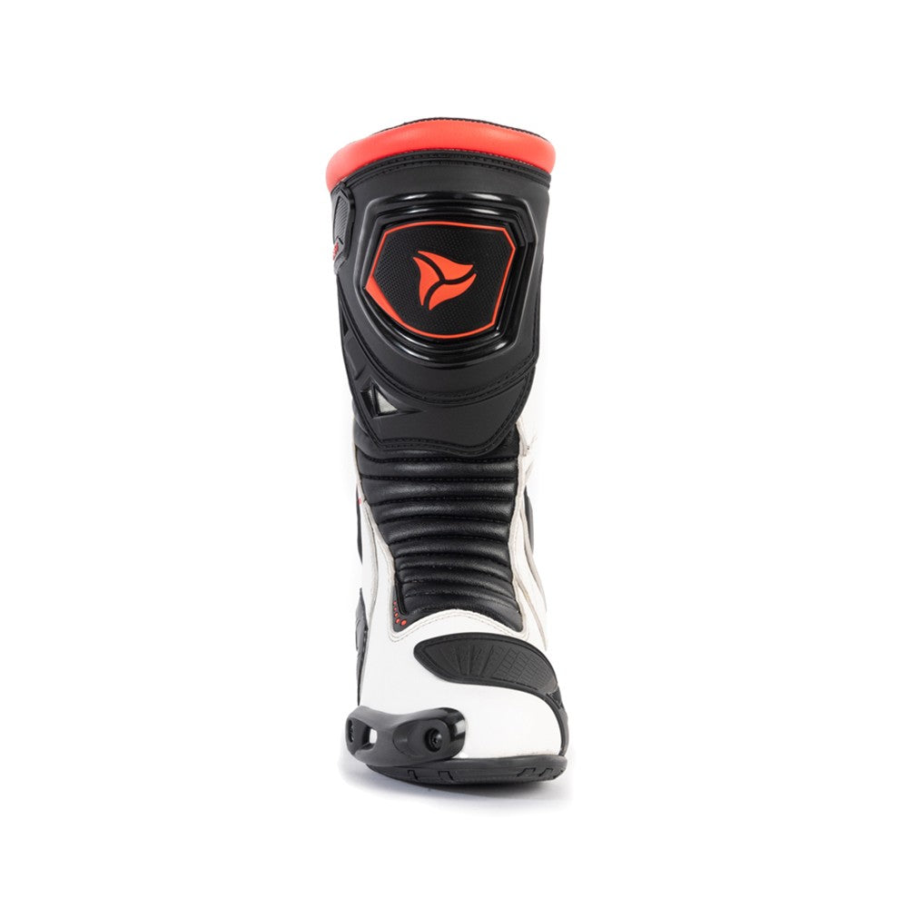 R-TECH TORNADO 2.0 WP Moto Couro Botas Preto Branco Vermelho - Imagem frontal da Boots