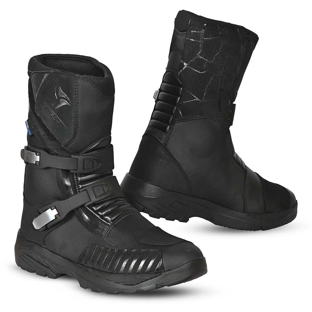 R-TECH TRAVELER WP Moto Couro Botas Preto - Imagem dupla de botas