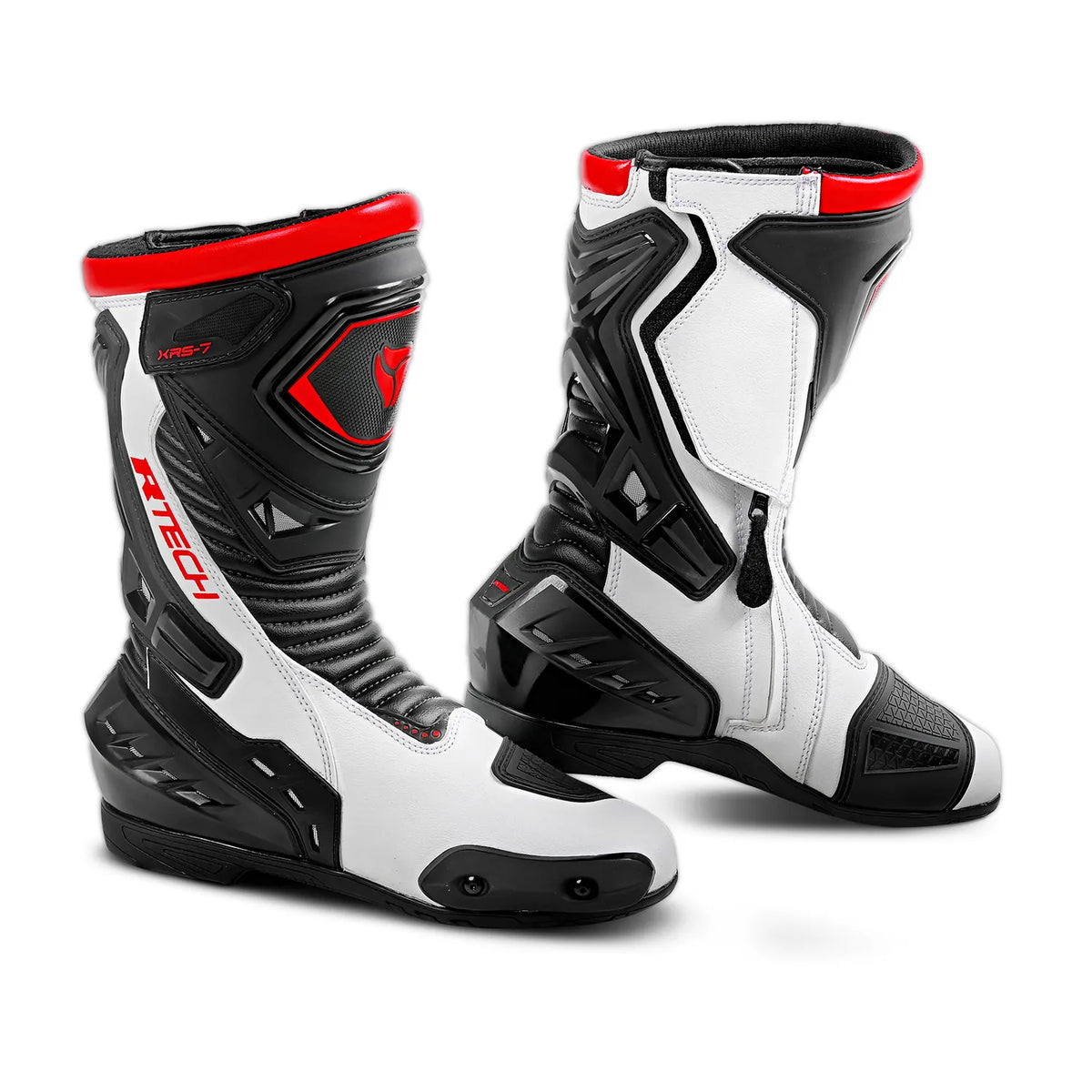 R-TECH TORNADO 2.0 WP Botas De Moto Couro Preto Branco Vermelho