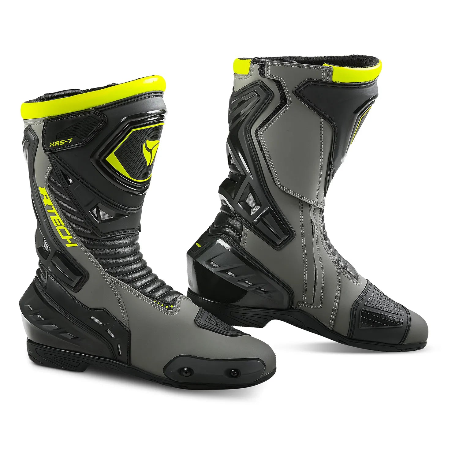 R-TECH TORNADO 2.0 Botas De Couro Cinza Preto Amarillo Fluo – 1 – Maximomoto PT