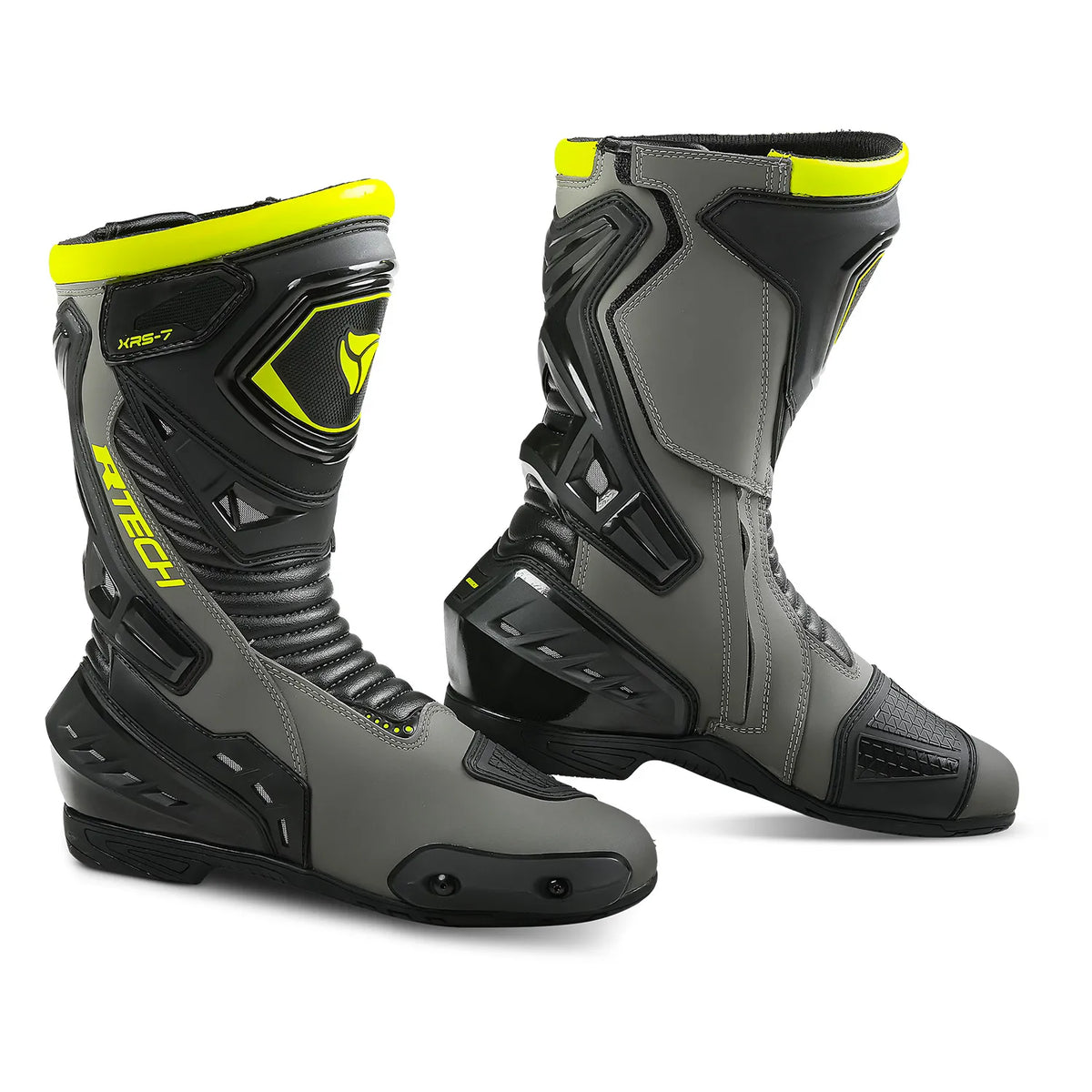 R-TECH TORNADO 2.0 Botas De Couro Cinza Preto Amarillo Fluo