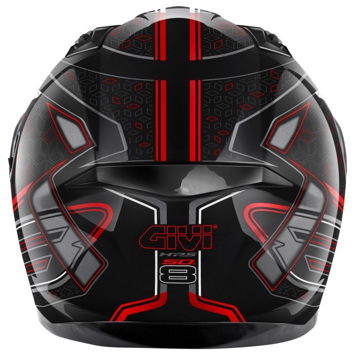 GIVI 50.8 MYSTICAL MOTO CAPACETE INTEGRAL PRETO VERMELHO TITÂNIO