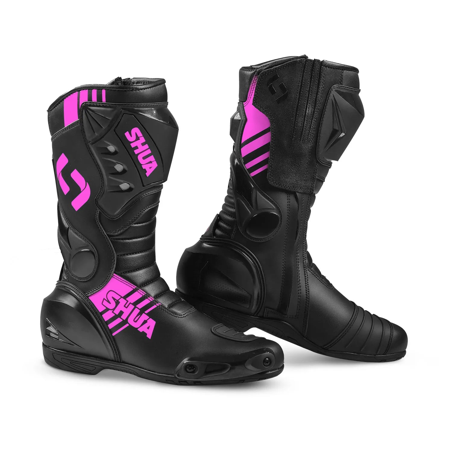 SHUA SUPER TECH BOTAS DE MOTO COURO SENHORA PRETO ROSA – 1 – Maximomoto PT