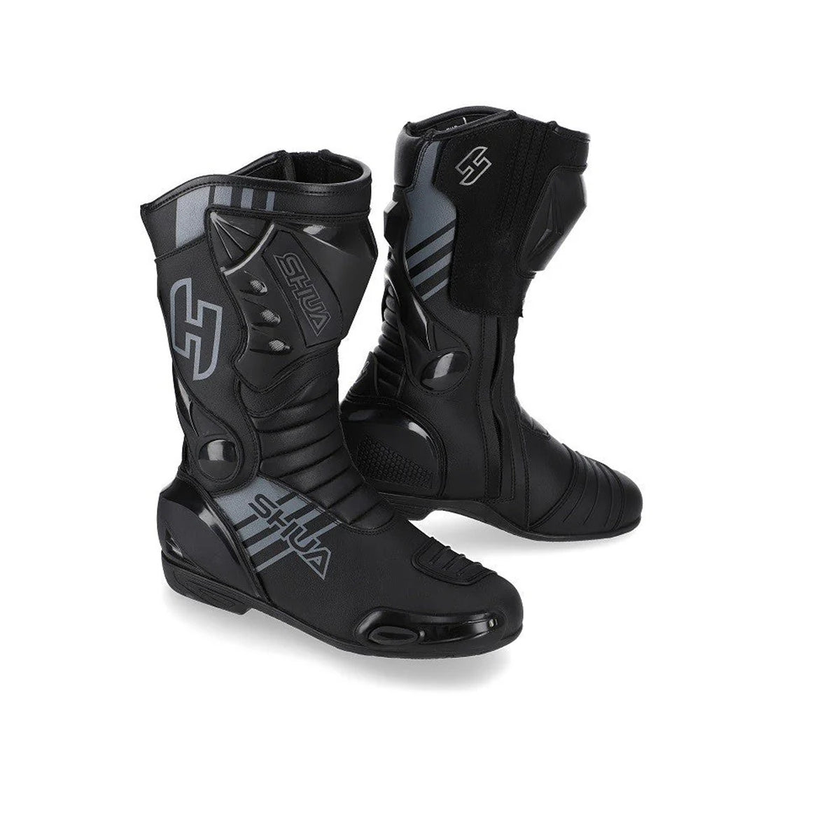SHUA SUPER TECH Moto Couro Botas Preto Cinza