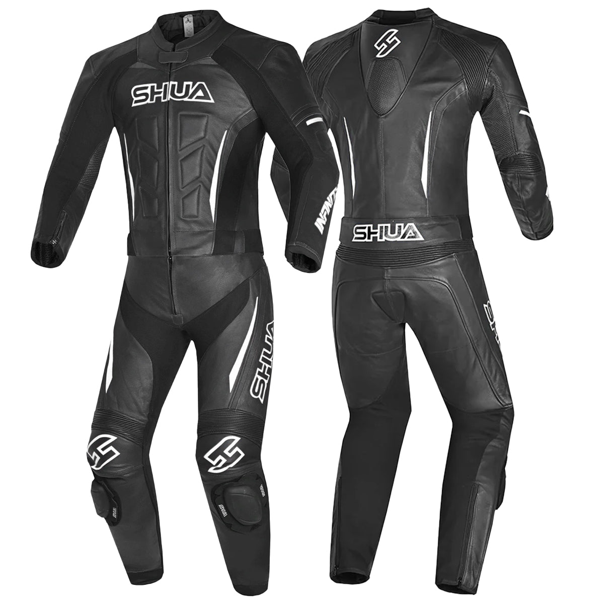 SHUA INFINITY 2PC Moto Homem Fatos Preto Branco - Imagem dupla de ternos