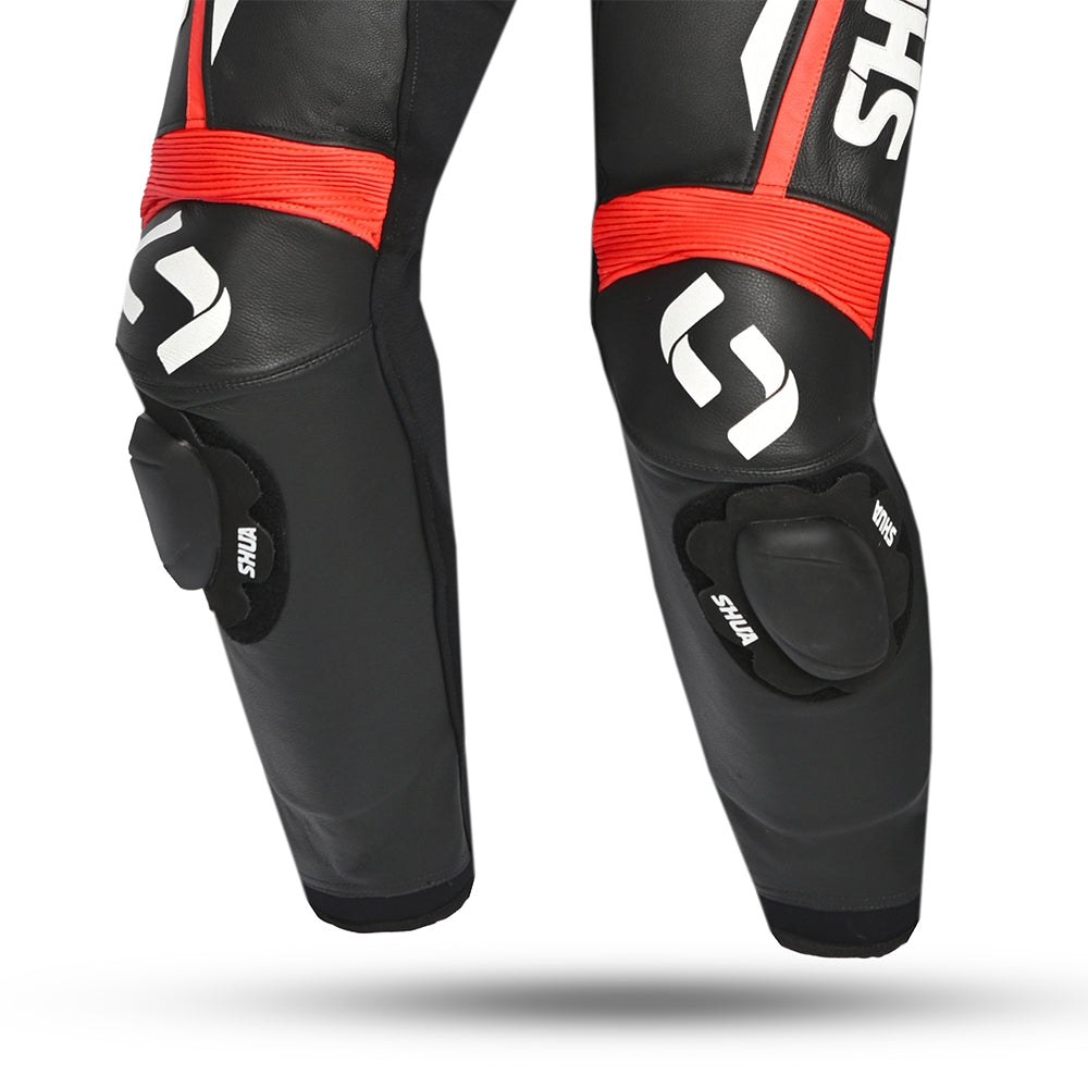 SHUA INFINITY 2 PC Moto Homem Fatos Preto Vermelho - Imagem do lado do joelho do terno