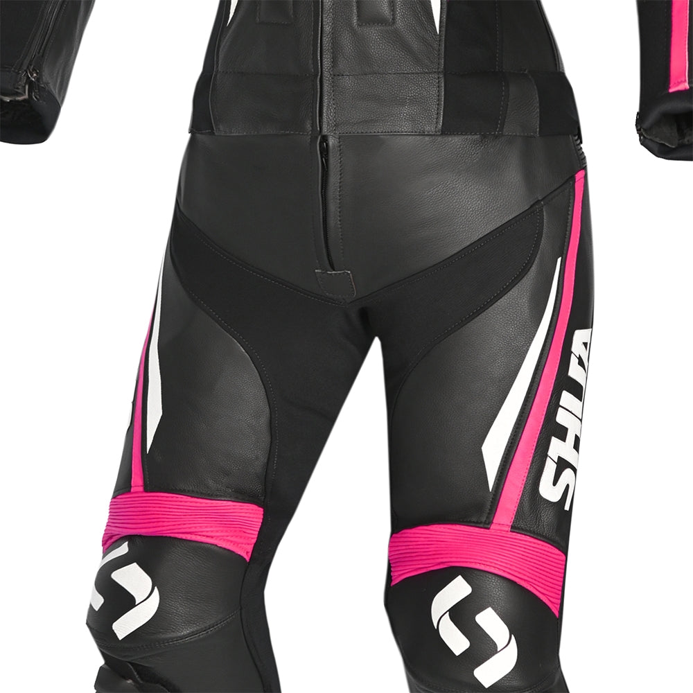 SHUA INFINITY 2 PC Moto Senhora Fatos Fúcsia Preta - Imagem central do traje de frente.