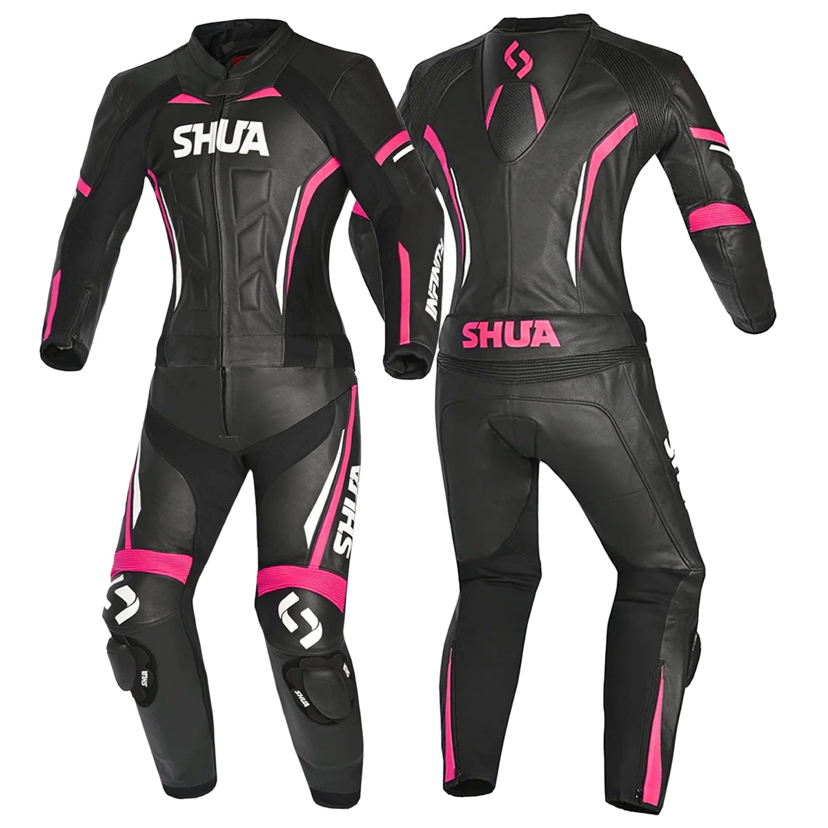 SHUA INFINITY 2 PC Moto Senhora Fatos Fúcsia Preta - Imagem dupla de ternos
