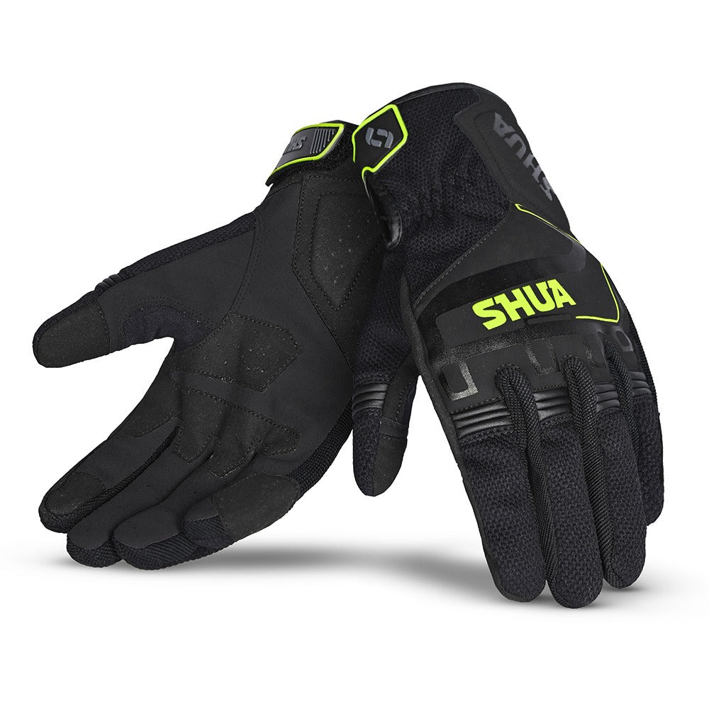 SHUA SEA BREEZE Moto Luvas Preto Amarelas - Imagem dupla de luvas