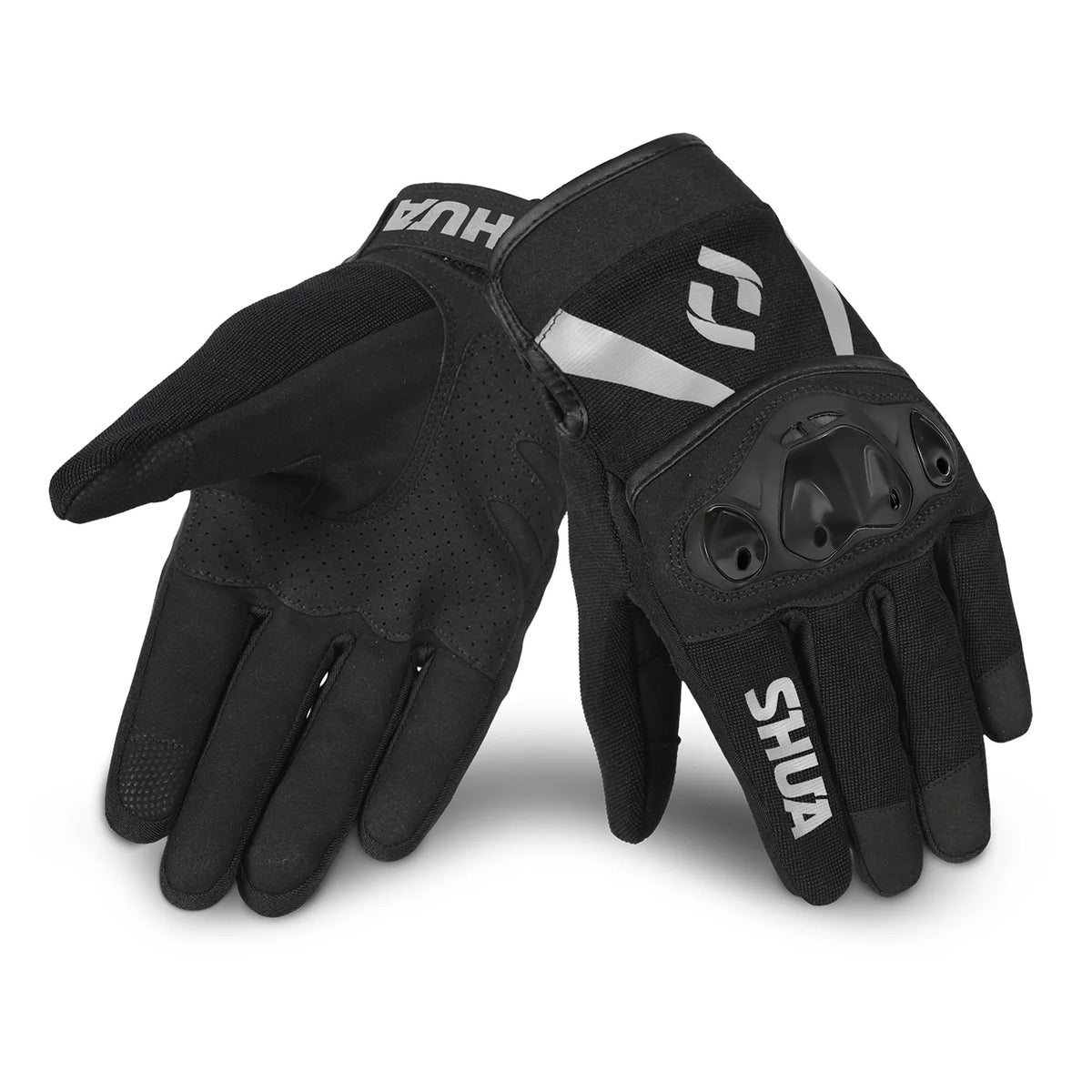 SHUA SHOT Moto Textil Curto Luvas Preto Cinza