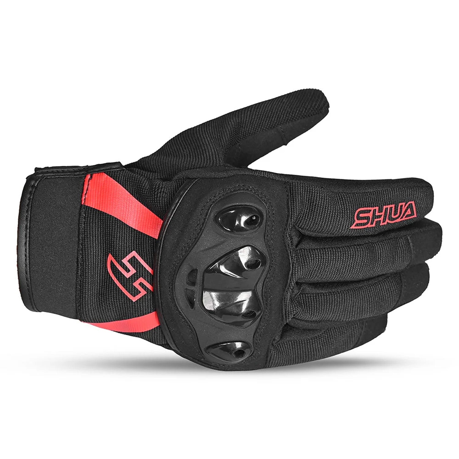 SHUA SHOT Luvas De Moto Senhora Curta Textil Preto Vermelho – 2 – Maximomoto PT