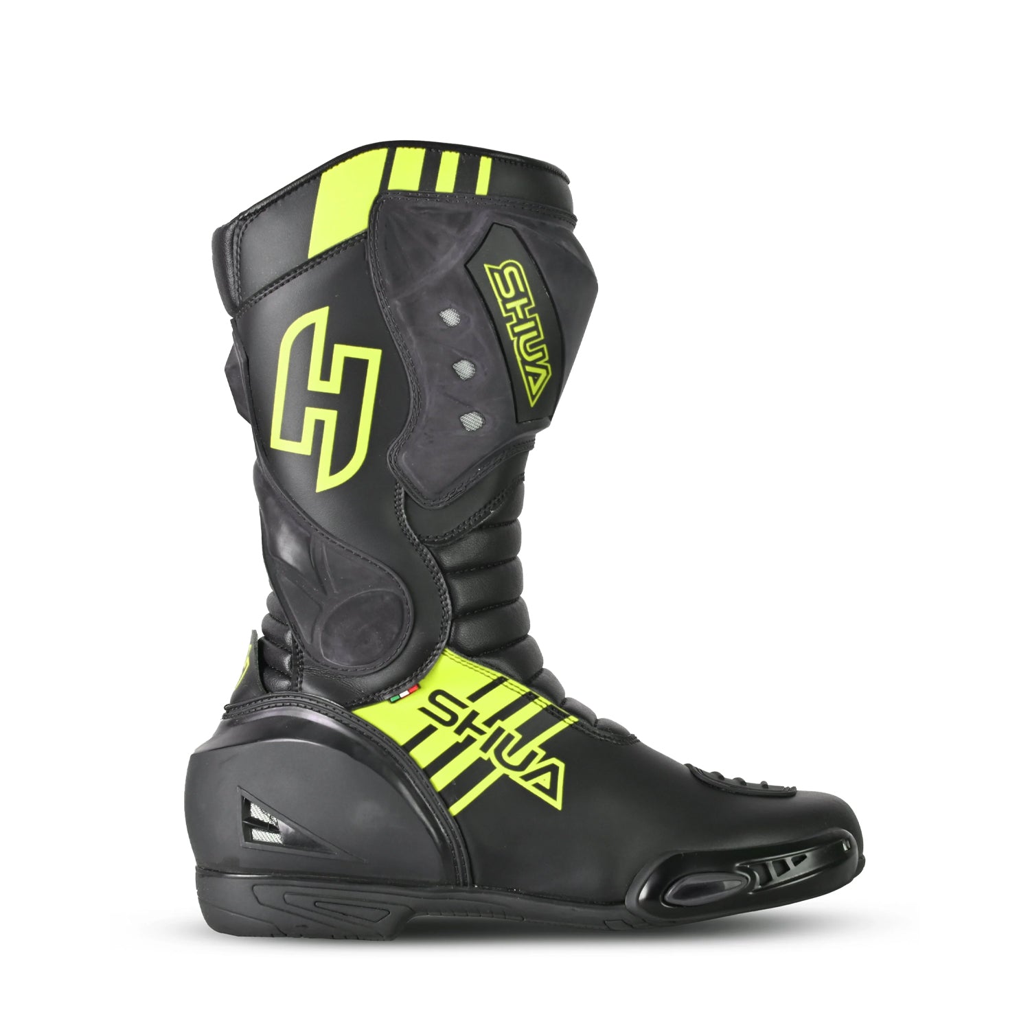 SHUA SUPER TECH Motorcycle Leather Boots Black Yellow Fluorescent – 2 – Maximomoto PT