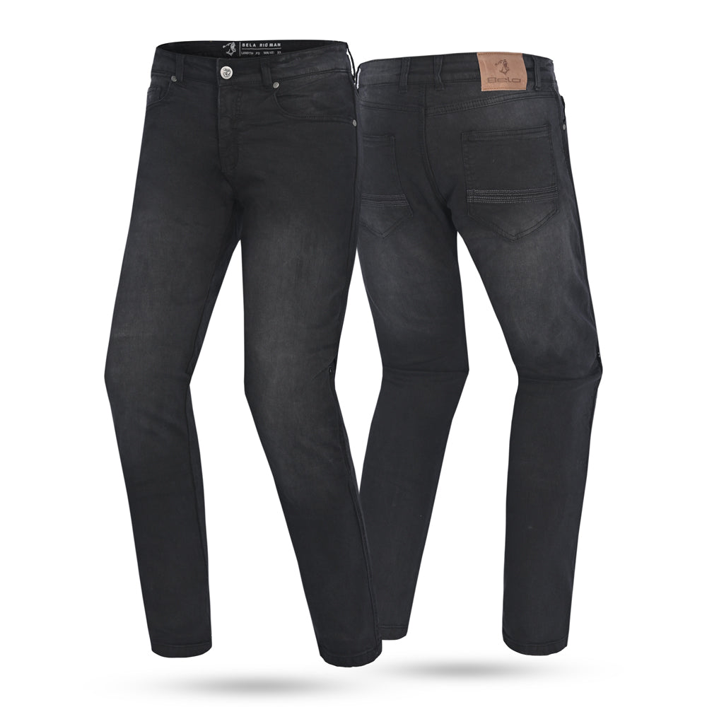 BELA RIO Slim Fit Jeans Moto Homem Calcas Preto 32L Inseam