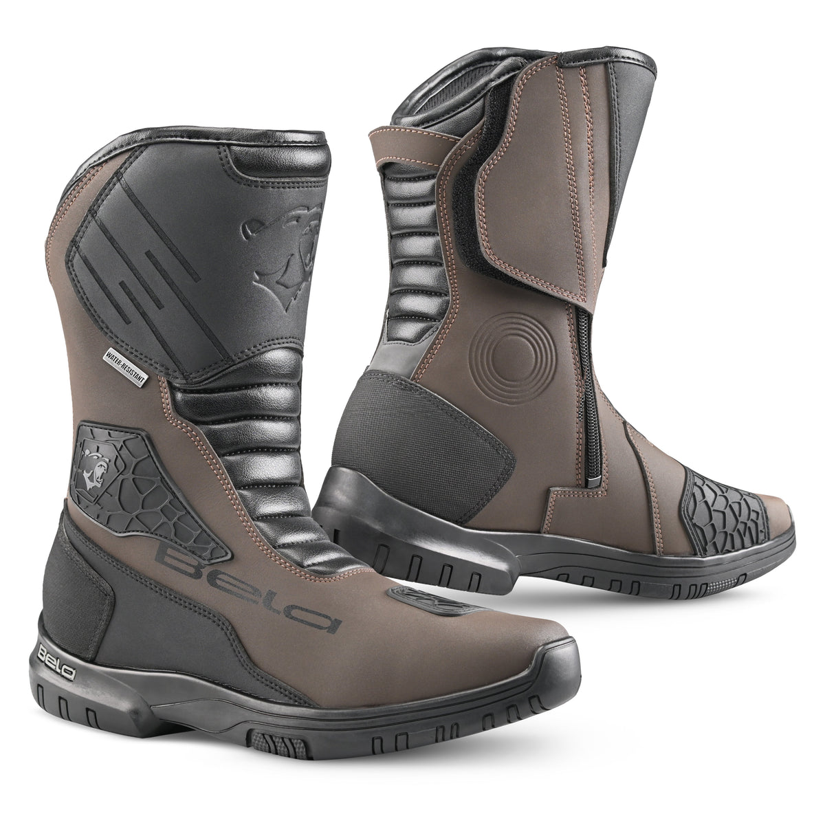 BELA GLADIATOR Moto Couro Turismo Botas Preto Marróm