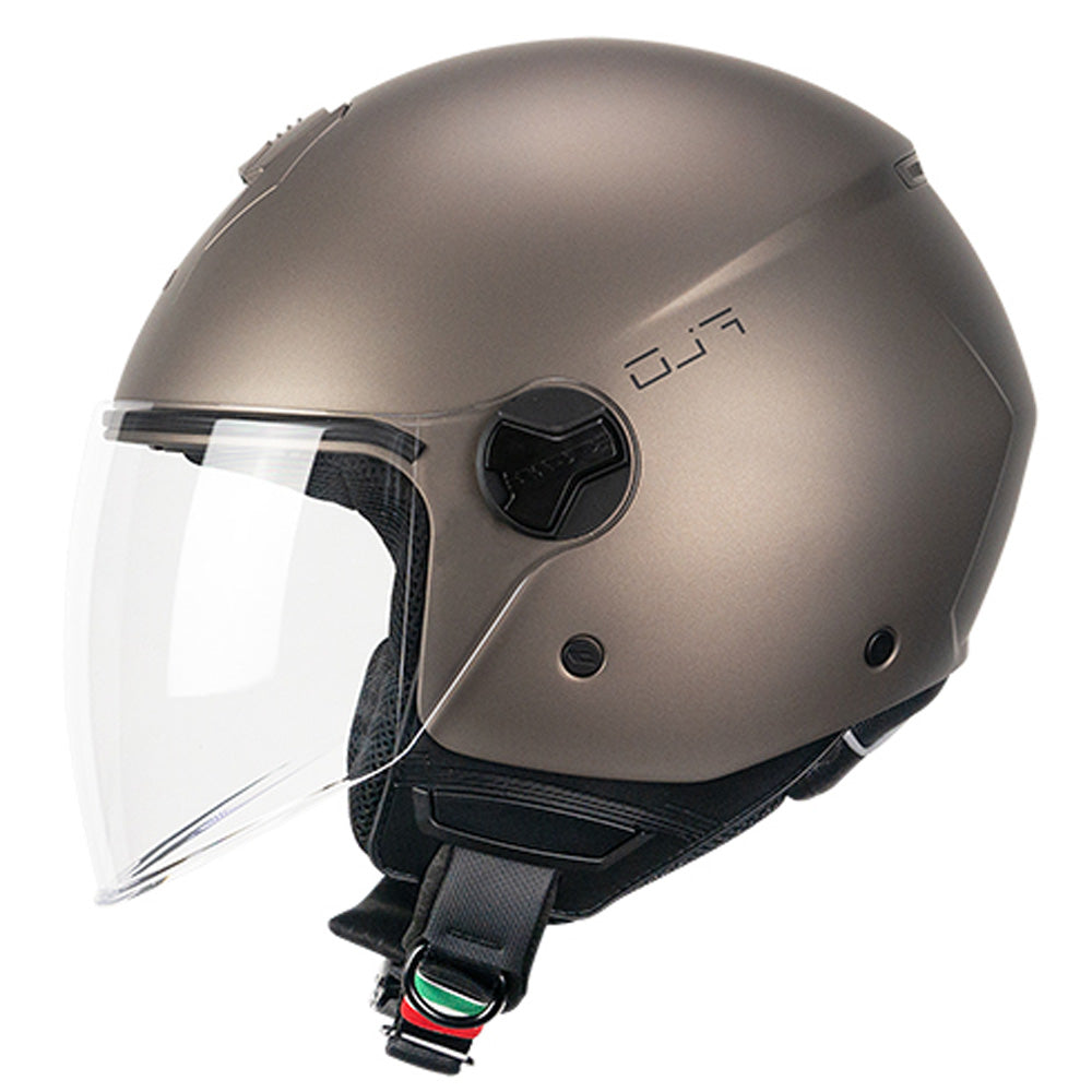 CGM 167A FLO MONO Abierto Jet Casco Satén Gris Paloma Largo