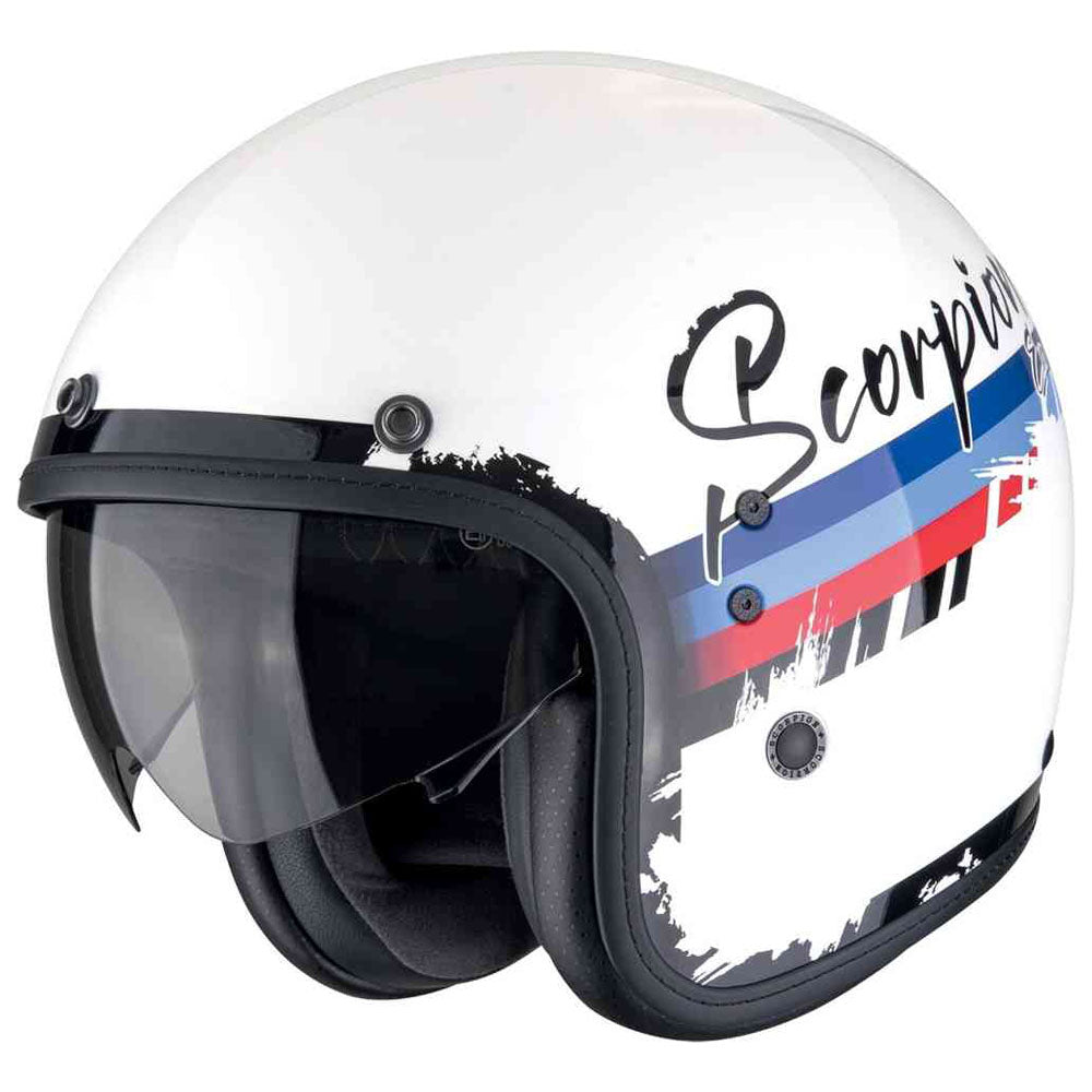 SCORPION BELFAST EVO ADONIS ABIERTO CASCO Blanco Rojo Azul – 1 – Maximomoto PT
