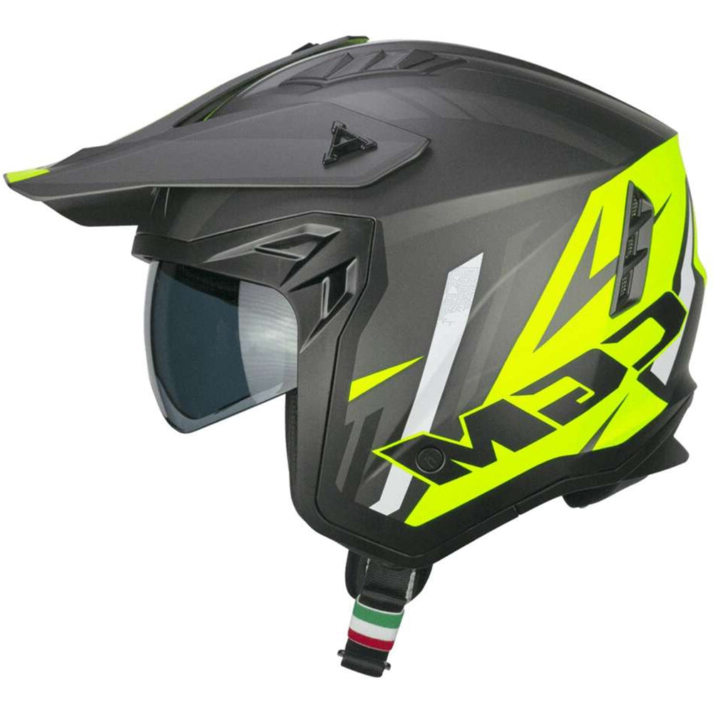 CGM 155X Rush Moto Jet Casco Amarillo Grafito fluorescente Mate