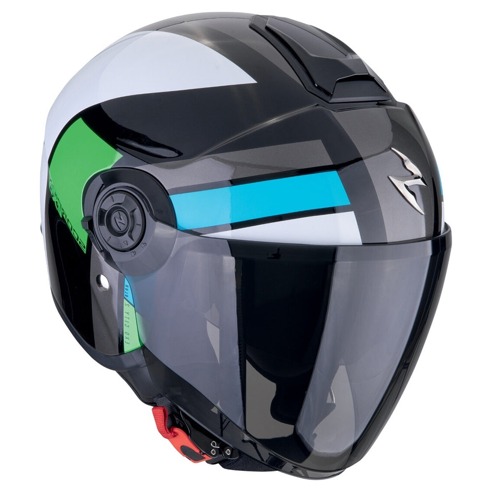 SCORPION EXO-CITY II BLUR Urban Bike Jet Casco Negro Blanco Verde – 2 – Maximomoto PT