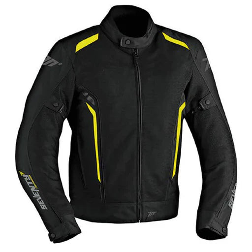 Summer tourism motorcycle jackets Seventy SD-Jt32 for men, color black and yellow fluor – 1 – Maximomoto PT